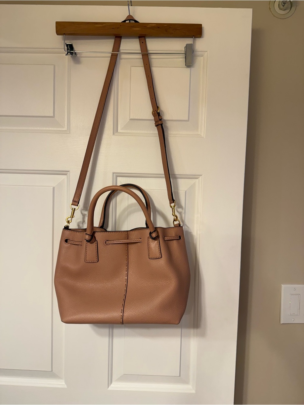 Tory Burch Cognac Pebbled Leather Drawstring Shoulder Bag - Picture 2 of 5